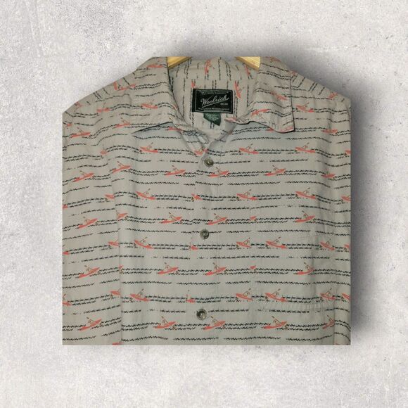 Vintage Woolrich Men’s Size XL Rowboat All Over Print Short Sleeve Button Up - Picture 3 of 5